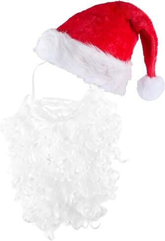 hoyuwak 2 PCS Santa Costume Accessories Santa Hat and Beard Xmas Christmas Hat Beard Mask Face Cover Decorations for Adult Women Men in Saudi Arabia