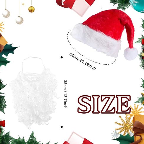 hoyuwak 2 PCS Santa Costume Accessories Santa Hat and Beard Xmas Christmas Hat Beard Mask Face Cover Decorations for Adult Women Men in Saudi Arabia