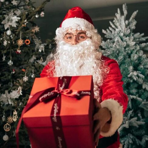 hoyuwak 2 PCS Santa Costume Accessories Santa Hat and Beard Xmas Christmas Hat Beard Mask Face Cover Decorations for Adult Women Men in Saudi Arabia
