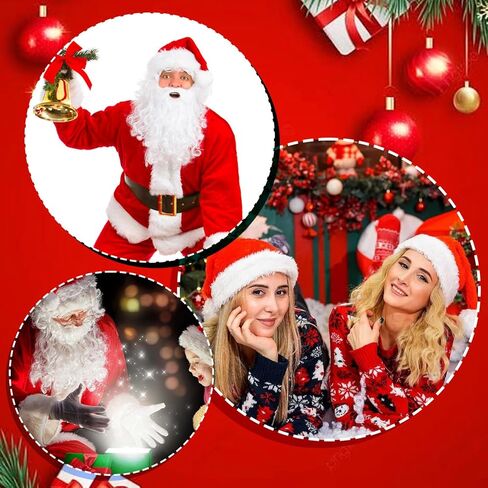 hoyuwak 2 PCS Santa Costume Accessories Santa Hat and Beard Xmas Christmas Hat Beard Mask Face Cover Decorations for Adult Women Men in Saudi Arabia