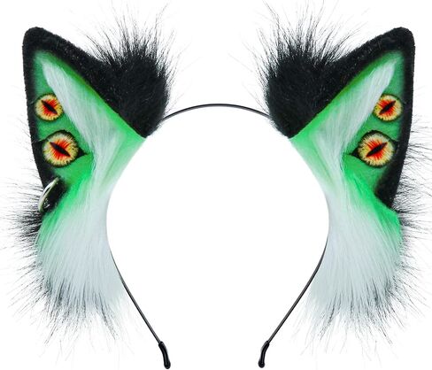 عصابة رأس مصنوعة يدويًا على شكل آذان الذئب الشيطاني للبالغين من آذان الحيوانات المكسوة بالفراء للحفلات التنكرية، والهالوين، وإكسسوارات الحفلات التنكرية in Kuwait