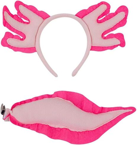 DANEOJES 2PCS Axolotl Headband Tail Pink Axolotl Costume Set for Halloween Cosplay Birthday Party Supplies in Saudi Arabia