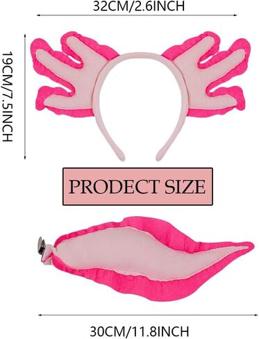 DANEOJES 2PCS Axolotl Headband Tail Pink Axolotl Costume Set for Halloween Cosplay Birthday Party Supplies in Saudi Arabia