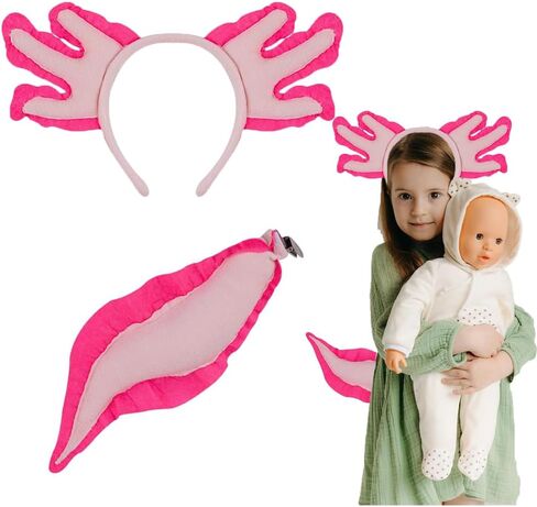 DANEOJES 2PCS Axolotl Headband Tail Pink Axolotl Costume Set for Halloween Cosplay Birthday Party Supplies in Saudi Arabia