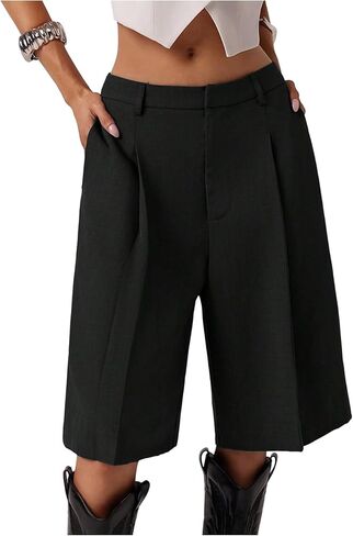 GORGLITTER Women's Pleated Dress Shorts Dressy Business Casual Bermuda Shorts Wide Leg High Waisted Summer Shorts in Saudi Arabia