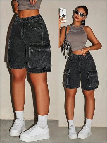 Women's Jorts Baggy Jean Shorts Denim Low Waist Y2K Bermuda Cargo Shorts in Saudi Arabia