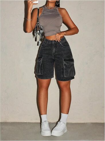 Women's Jorts Baggy Jean Shorts Denim Low Waist Y2K Bermuda Cargo Shorts in Saudi Arabia