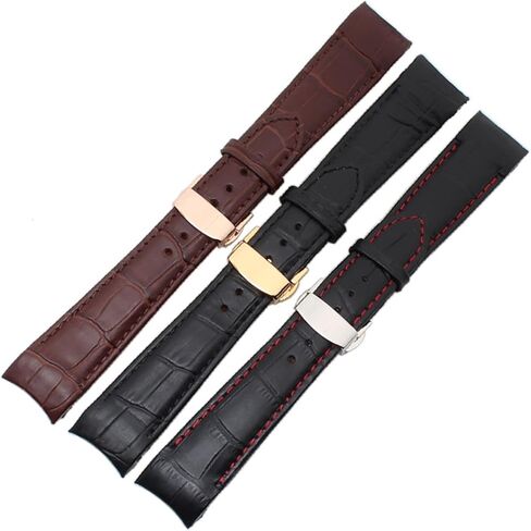 أشرطة ساعة رجالية ذات نهاية منحنية لساعة BL9002-37 05A BT0001-12E 01A من الجلد الأصلي مع مشبك فراشة 20 21 22 مم (اللون: مشبك أسود × فضي، الحجم: 22 مم) in Kuwait