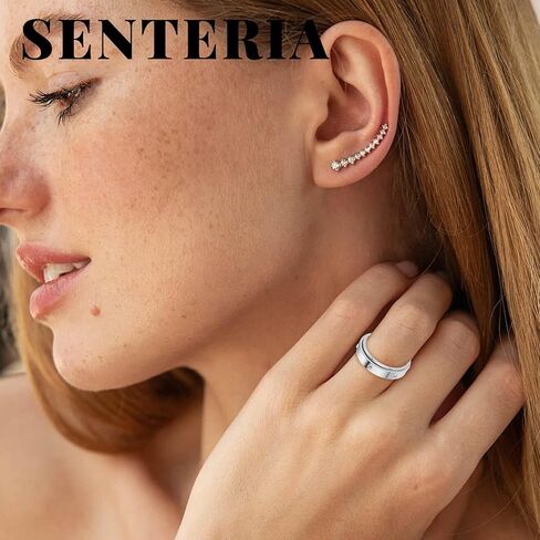 Senteria القلق الدائري للنساء الرجال تململ الدوار الدائري مع مكعب الزركون الذهب/الفضة الفولاذ المقاوم للصدأ خواتم تململ للقلق النساء الرجال هدية 7/8/9 # in Saudi Arabia