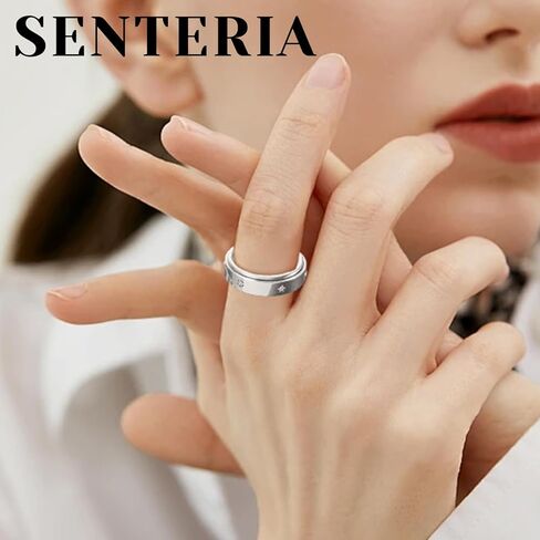 Senteria القلق الدائري للنساء الرجال تململ الدوار الدائري مع مكعب الزركون الذهب/الفضة الفولاذ المقاوم للصدأ خواتم تململ للقلق النساء الرجال هدية 7/8/9 # in Saudi Arabia