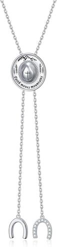 DAOCHONG Cowboy Hat Necklace for Women Western Cowgirl Accessories Gold Bolo Tie Necktie Statement Trendy Jewelry Gift Adjustable Long Lariat Necklace for Women in Saudi Arabia
