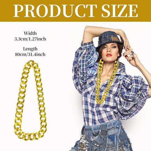 6PCS 31.4 Inch Hip Hop Chains, Chunky Gold Rapper Necklaces for Men & Women, 80s 90s Costume Accessories in Saudi Arabia