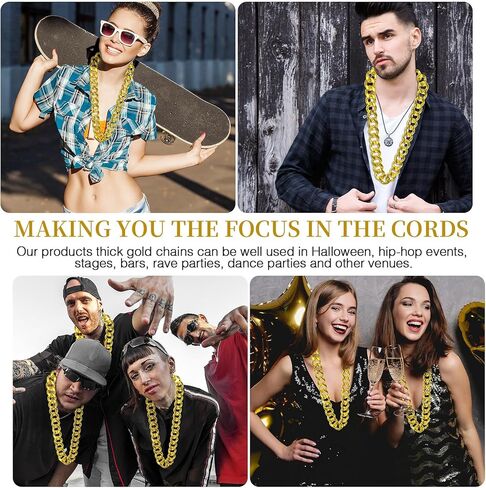 6PCS 31.4 Inch Hip Hop Chains, Chunky Gold Rapper Necklaces for Men & Women, 80s 90s Costume Accessories in Saudi Arabia