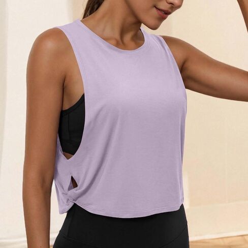 Tank Tops for Women Casual Sleeveless Sports Side Hollow Vest Lightweight Breathable Activewear Workout Yoga Crop Shirts in Saudi Arabia