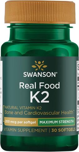 Swanson Maximum Strength Vitamin K2 (Menaquinone-7)-Vitamin Supplement Supporting Cardiovascular and Bone Health-Made from Japanese Natto to Help Regulate Calcium (30 Softgels, 200mcg Each) in Saudi Arabia