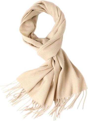 Wool Scarf for Women & Men, 100% Wool Scarves Wrap Shawl with Tassels, Elegant Soft Winter Scarf for Fall and Winter in Saudi Arabia