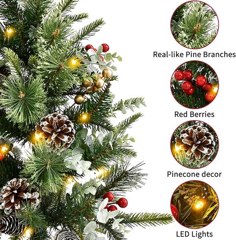 2 Pack Outdoor Christmas Trees for Porch，Lighted Artificial Christmas Urn Fillers, Battery-Powered LED Lights, Tripod Stakes for Holiday Porch Decorations on Porches, Patios,urn filler,and Flower Beds in Saudi Arabia