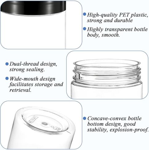 100 Pack 4Oz Plastic Jars Round Clear Cosmetic Container with Black Lids, Wide Mouth Small Jars Leak-Proof for Lotion, Cream, Ointments, Makeup, Eye shadow, Rhinestone, Samples, Pot, Travel Storage in Kuwait