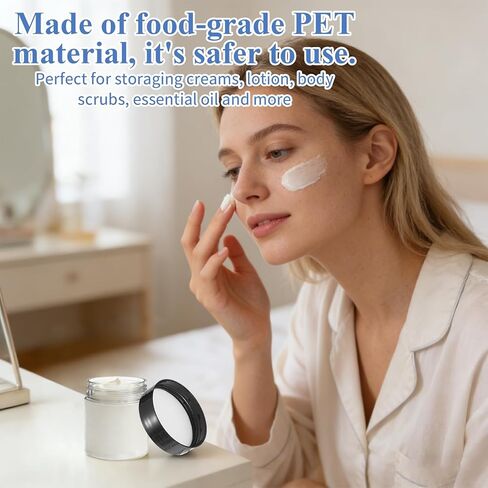 100 Pack 4Oz Plastic Jars Round Clear Cosmetic Container with Black Lids, Wide Mouth Small Jars Leak-Proof for Lotion, Cream, Ointments, Makeup, Eye shadow, Rhinestone, Samples, Pot, Travel Storage in Kuwait