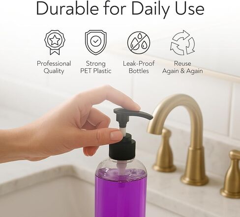 ReGar 36 Pack Empty Pump Bottles 8oz – Clear Plastic Refillable Containers with Locking Pump Dispenser for Lotion, Shampoo, Soap, Oil, Cream, Conditioner, Travel Size Bulk Toiletry Bottles in Saudi Arabia