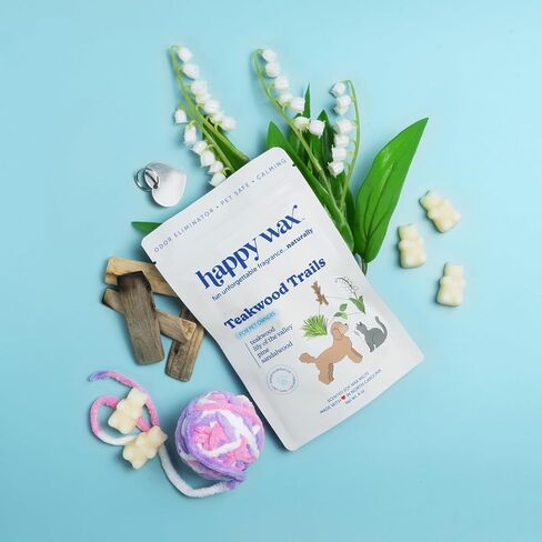 Happy Wax Teakwood Trails Wax Melts for Pet Owners – Odor Eliminating, Calming, Pet-Safe, Non-Toxic, Dye-Free, Perfect for Use with Wax Warmers - 8oz Pouch in Saudi Arabia