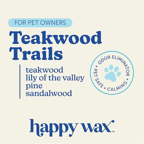 Happy Wax Teakwood Trails Wax Melts for Pet Owners – Odor Eliminating, Calming, Pet-Safe, Non-Toxic, Dye-Free, Perfect for Use with Wax Warmers - 8oz Pouch in Saudi Arabia