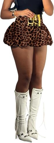 XZLUFNY Women Y2K Bubble Short Skirt Elastic High Waist Pleated Puffy Balloon Mini Skirts in Saudi Arabia