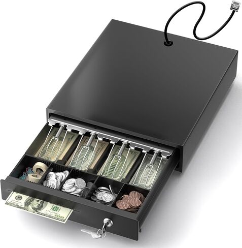 PYY Cash Register for Small Businesses - Electronic Commercial Caja Registradora para Negocio with Lock Cash Drawer Box, 48 Keys, 8 Digital Dual Display for Supermarket Restaurant in Saudi Arabia