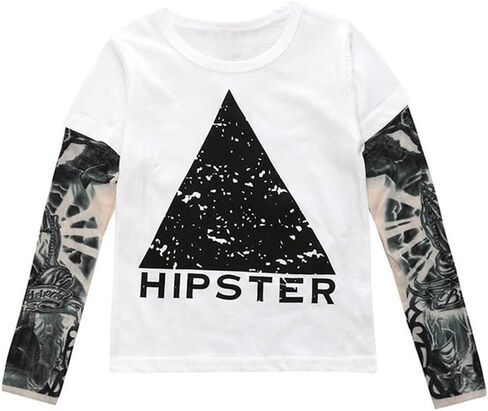 stylesilove Unisex Boys Girls Cotton T-Shirt with Mesh Tattoo Sleeve Little Kids Fashion Top in Saudi Arabia