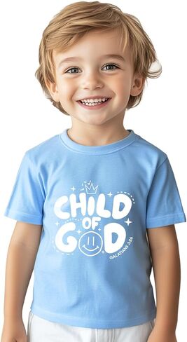 Christian T-Shirts Child of God Shirt Kids Toddler Cute Girls Boys Short Sleeve Tops Graphic I'm A Child of God Tee 2-8 Years in Saudi Arabia