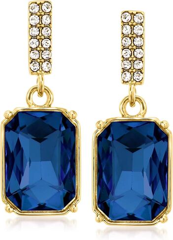 Ross-Simons 14kt Yellow Gold-Plated Drop Earrings With Simulated Blue Gemstones and .48 ct. t.w. Czs in Saudi Arabia
