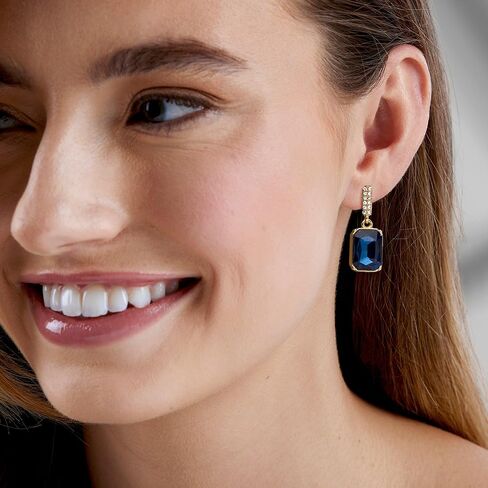 Ross-Simons 14kt Yellow Gold-Plated Drop Earrings With Simulated Blue Gemstones and .48 ct. t.w. Czs in Saudi Arabia