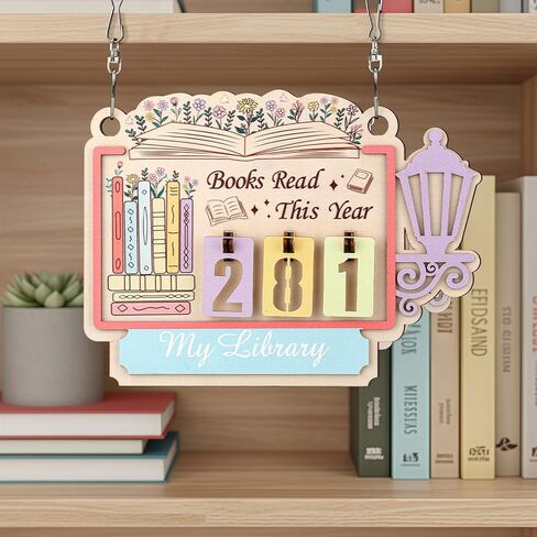 Books Read This Year Counter Book Lovers Gifts for Women Bookish Wooden Hanging Counter Sign Bookshelf Decor for Bookworm Reading Accessories Librarian, Readers, Teacher, Library Present in Kuwait