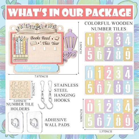 Books Read This Year Counter Book Lovers Gifts for Women Bookish Wooden Hanging Counter Sign Bookshelf Decor for Bookworm Reading Accessories Librarian, Readers, Teacher, Library Present in Kuwait