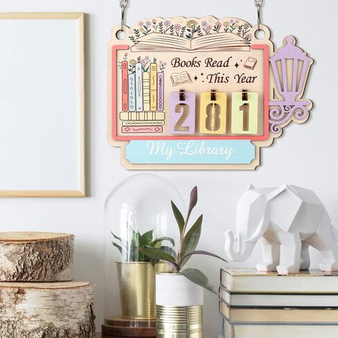 Books Read This Year Counter Book Lovers Gifts for Women Bookish Wooden Hanging Counter Sign Bookshelf Decor for Bookworm Reading Accessories Librarian, Readers, Teacher, Library Present in Kuwait