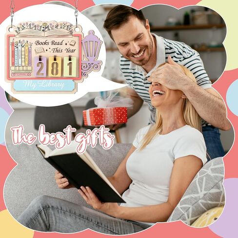 Books Read This Year Counter Book Lovers Gifts for Women Bookish Wooden Hanging Counter Sign Bookshelf Decor for Bookworm Reading Accessories Librarian, Readers, Teacher, Library Present in Kuwait