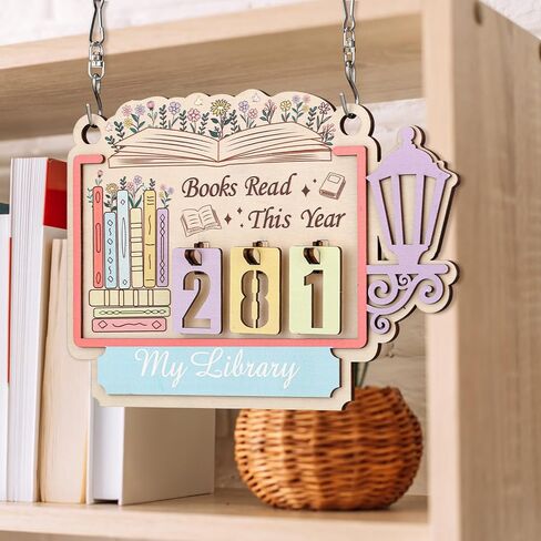 Books Read This Year Counter Book Lovers Gifts for Women Bookish Wooden Hanging Counter Sign Bookshelf Decor for Bookworm Reading Accessories Librarian, Readers, Teacher, Library Present in Kuwait