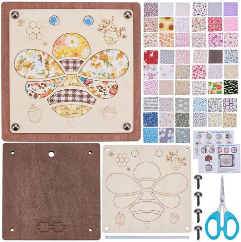 infunly DIY Sea Turtles Fabric Fabric Wood Art Kit 6.7 "× 6.7" Turtles Walnut Art Kit with With Fabric Craft Wooden Kit مع تعليمات نمط حيوان مجموعات فن للفنون للهدية عيد ميلاد DIY in Saudi Arabia