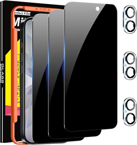 Milomdoi 3 Pack Screen Protector for Apple iPhone 12 Pro with 3 Pack Tempered Glass Camera Lens Protector, Ultra 9H Accessories, Case Friendly, Mounting Frame, 2.5D Curved, Transparent in Kuwait