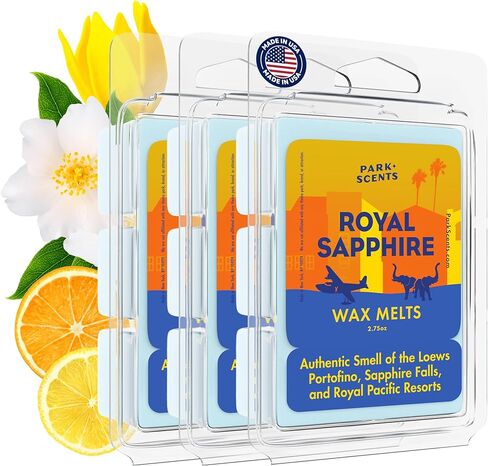 Park Scents Royal Sapphire – Theme Park Resort Luxury Hotel Candle Wax Melts – Jasmine Citrus Amber YlangYlang Wax Cubes – Vegan Soy Blend – Birthday Gifts for Women, Sister, Friend, Hostess (3 Pack) in Saudi Arabia