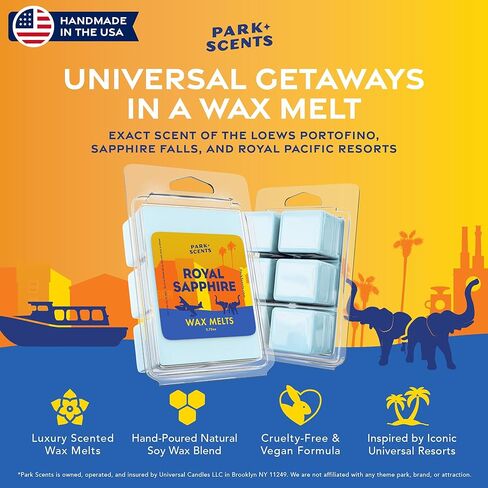 Park Scents Royal Sapphire – Theme Park Resort Luxury Hotel Candle Wax Melts – Jasmine Citrus Amber YlangYlang Wax Cubes – Vegan Soy Blend – Birthday Gifts for Women, Sister, Friend, Hostess (3 Pack) in Saudi Arabia