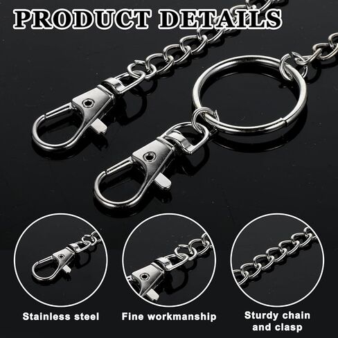 3 Pieces Jeans Chains Wallet Pocket Belt Hip Hop Pants Chain Metal Pants Chain with Lobster Clasps Pocket Chains Biker Trouser Accessory Jewelry Gift for Men Women (Silver) in Saudi Arabia