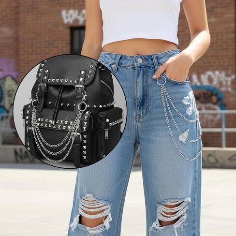 3 Pieces Jeans Chains Wallet Pocket Belt Hip Hop Pants Chain Metal Pants Chain with Lobster Clasps Pocket Chains Biker Trouser Accessory Jewelry Gift for Men Women (Silver) in Saudi Arabia