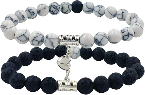 2 Pcs Matching Bracelets for Couples Magnetic Love Bracelets, His and Hers Relationship Bracelet for Boyfriend Girlfriend, Locked Bracelets in Saudi Arabia