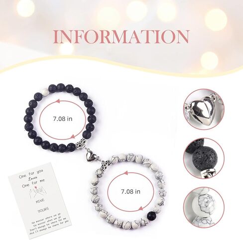 2 Pcs Matching Bracelets for Couples Magnetic Love Bracelets, His and Hers Relationship Bracelet for Boyfriend Girlfriend, Locked Bracelets in Saudi Arabia