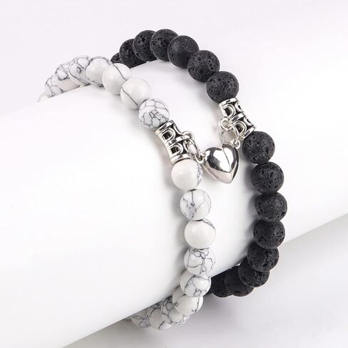 2 Pcs Matching Bracelets for Couples Magnetic Love Bracelets, His and Hers Relationship Bracelet for Boyfriend Girlfriend, Locked Bracelets in Saudi Arabia