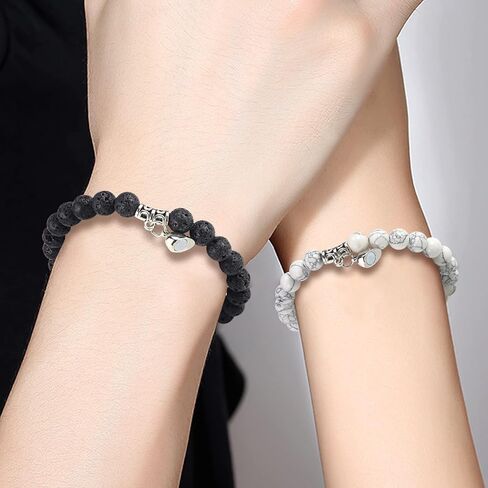 2 Pcs Matching Bracelets for Couples Magnetic Love Bracelets, His and Hers Relationship Bracelet for Boyfriend Girlfriend, Locked Bracelets in Saudi Arabia