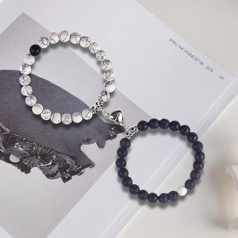 2 Pcs Matching Bracelets for Couples Magnetic Love Bracelets, His and Hers Relationship Bracelet for Boyfriend Girlfriend, Locked Bracelets in Saudi Arabia