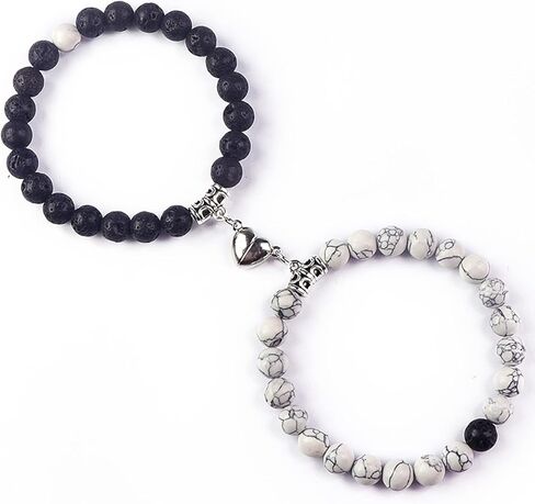 2 Pcs Matching Bracelets for Couples Magnetic Love Bracelets, His and Hers Relationship Bracelet for Boyfriend Girlfriend, Locked Bracelets in Saudi Arabia