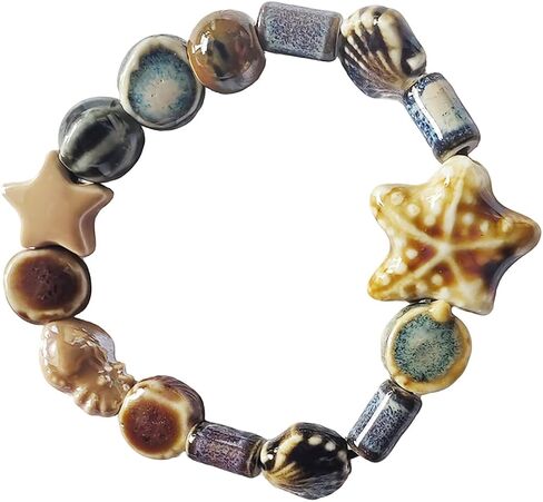 Unisex Stretchy Handmade Ceramic Bracelet - Handcrafted Ocean Inspired Waterproof Boho Jewelry Gift & Daily Wear for All Occasions Stackable Solo Wear in Saudi Arabia